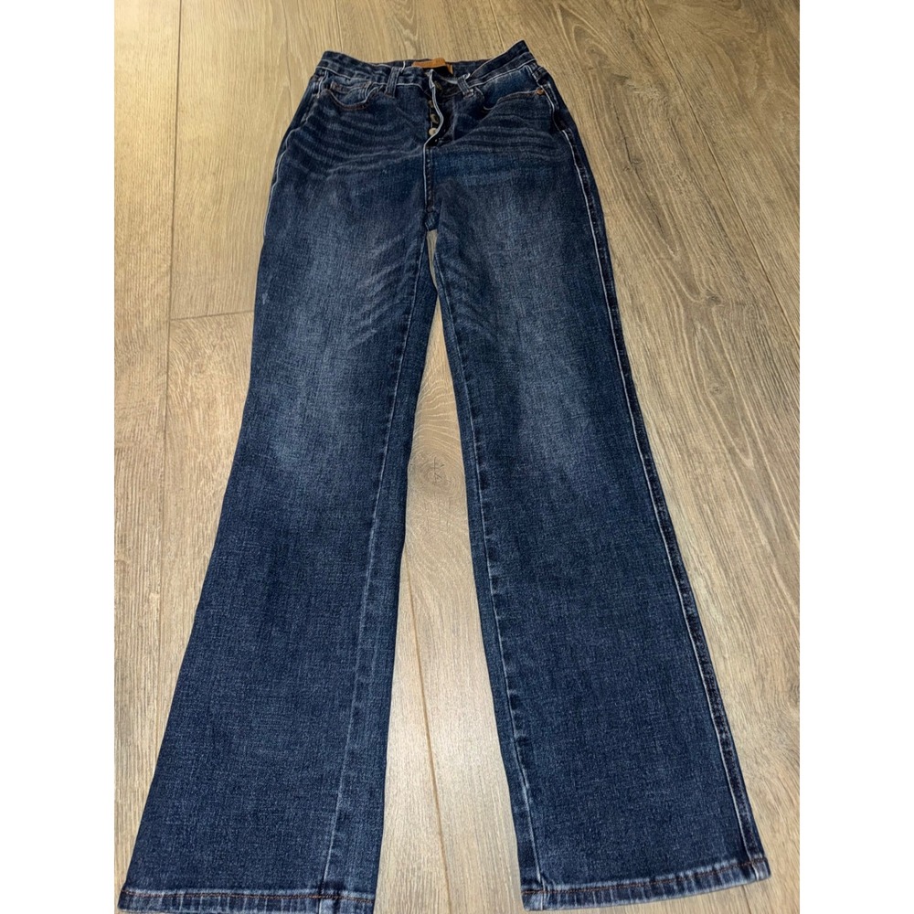 Judy Blue Dark Wash High Rise Flare Jeans Size 3/26 Button Fly Stretch Denim